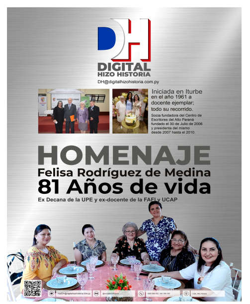 oy se celebra el Día de la Amistad y Hizo Historia realiza un homenaje a una ex-docente que llegó desde Iturbe y se radicó con toda su familia